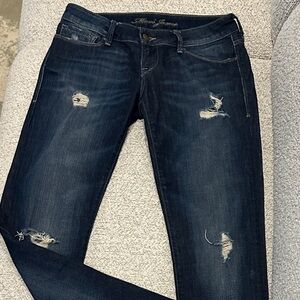 Mavi Dark Blue Distressed Women's Skinny Jeans 28 x 32